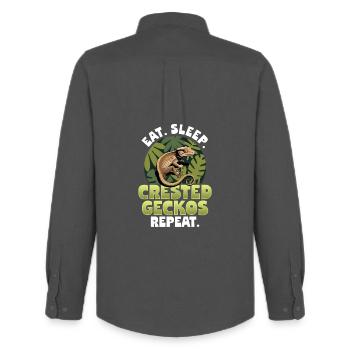 Gecko à crête reptile drôle - Chemise Oxford homme Stanley/Stella - charbon - Dos - AI Model Male 185 dark (185cm)