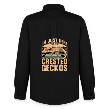 Gecko à crête reptile drôle - Chemise Oxford homme Stanley/Stella - noir - Dos - AI Model Male 185 dark (185cm)