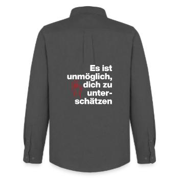 IL EST IMPOSSIBLE DE SE SOUS-ESTIMER. SARCASME - Chemise Oxford homme Stanley/Stella - charbon - Dos - AI Model Male 185 dark (185cm)