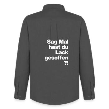 TELL ME, DID YOU DRINK VARNISH? SARCASM GIFT - Men's Oxford Shirt by Stanley/Stella - anthracite - Back - AI Model Male 185 dark (185cm)