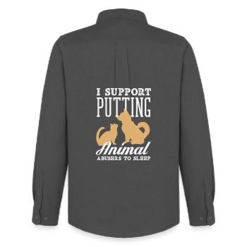 Animal abusers should sleep Animal rights activists - Men's Oxford Shirt by Stanley/Stella - anthracite - Back - AI Model Male 185 dark (185cm)