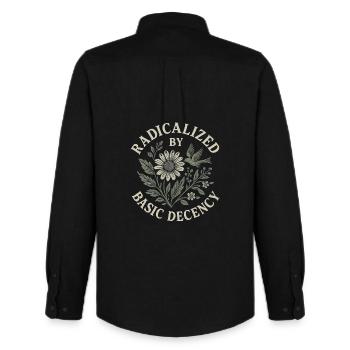 Radicalized By Basic Decency Floral Design - Men's Oxford Shirt by Stanley/Stella - black - Back - AI Model Male 185 dark (185cm)