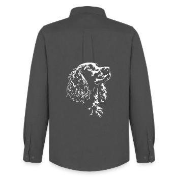 Field Spaniel Silhouette Jagdhunde Hunde Wilsigns - Männer Oxford Hemd von Stanley/Stella - Anthrazit - Hinten - AI Model Male 185 dark (185cm)