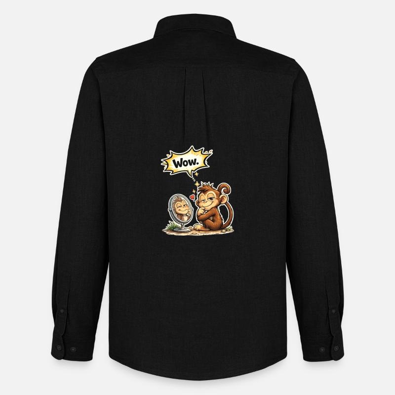 Funny Monkey Wow Saying Gift - Men's Oxford Shirt by Stanley/Stella - black
