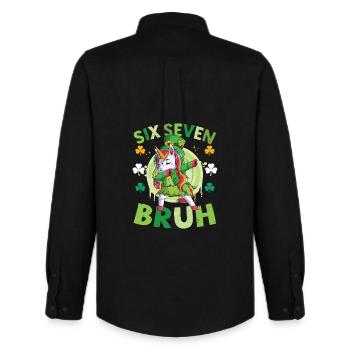 Unicorn St. Patrick's Day - Men's Oxford Shirt by Stanley/Stella - black - Back - AI Model Male 185 dark (185cm)