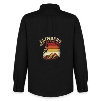 Climbers Do It On The Wall Klettern Berge Retro - Männer Oxford Hemd von Stanley/Stella - Schwarz - Hinten - AI Model Male 185 dark (185cm)