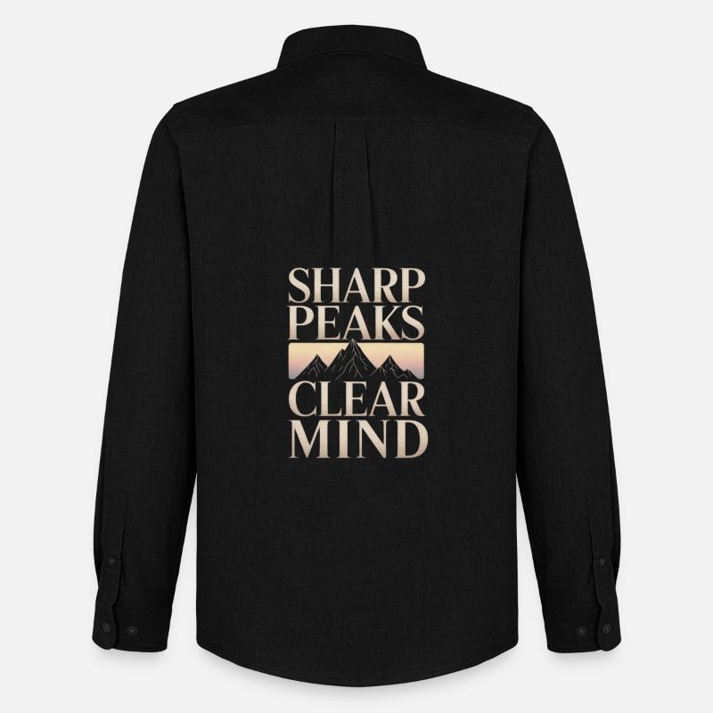 Sharp Peaks Clear Mind Mountain Design - Männer Oxford Hemd von Stanley/Stella - Schwarz