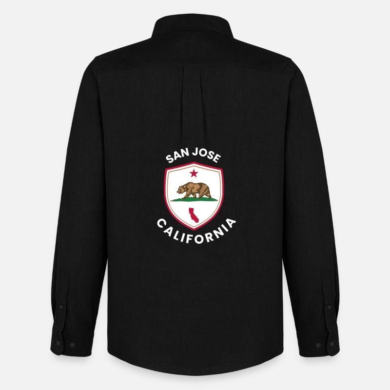 San Jose Shield Bear Emblem - Männer Oxford Hemd von Stanley/Stella - Schwarz