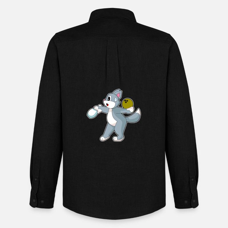 Katze Bowling Bowlingkugel Pin - Männer Oxford Hemd von Stanley/Stella - Schwarz