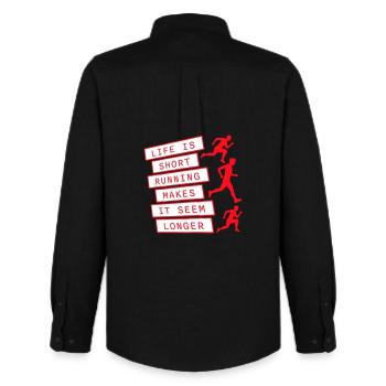 Life Is Short Running Makes It Seem Longer Funny - Men's Oxford Shirt by Stanley/Stella - black - Back - AI Model Male 185 dark (185cm)