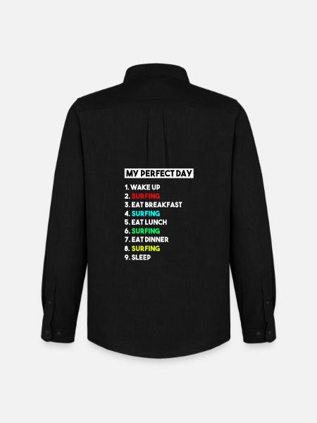 My Perfect Day Surfing Schedule Surfer - Men's Oxford Shirt by Stanley/Stella - black