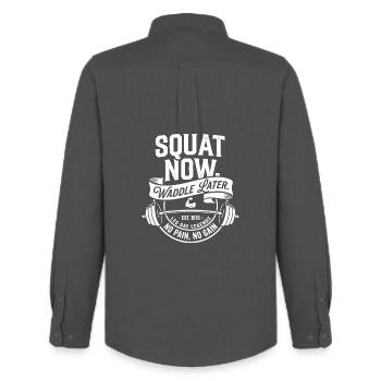 Squat Now Waddle Later - Men's Oxford Shirt by Stanley/Stella - anthracite - Back - AI Model Male 185 dark (185cm)