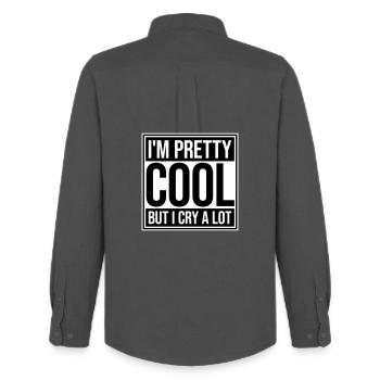 I'm Pretty Cool But I Cry A Lot Funny Emotional - Men's Oxford Shirt by Stanley/Stella - anthracite - Back - AI Model Male 185 dark (185cm)