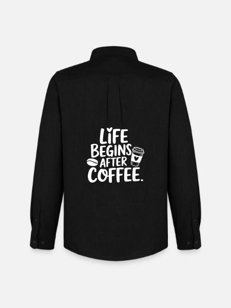 Life Begins After Coffee - Men's Oxford Shirt by Stanley/Stella - black