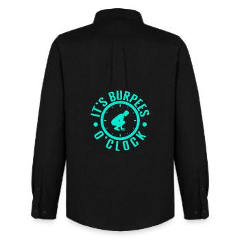 Fitness Fanatics It´s Burpees O´Clock Calisthenics - Männer Oxford Hemd von Stanley/Stella - Schwarz - Hinten - AI Model Male 185 dark (185cm)