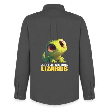 Lézard des lézards - Chemise Oxford homme Stanley/Stella - charbon - Dos - AI Model Male 185 dark (185cm)