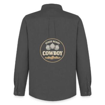Cowboy-action-shooter. Cowboy-action-shooter - Männer Oxford Hemd von Stanley/Stella - Anthrazit - Hinten - AI Model Male 185 dark (185cm)