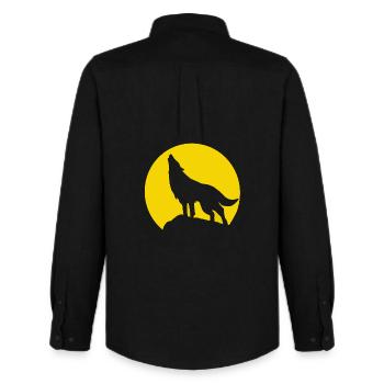 Moon Silhouette Wolf Howl - Men's Oxford Shirt by Stanley/Stella - black - Back - AI Model Male 185 dark (185cm)