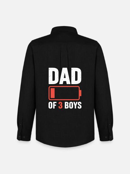 Father of Three Boys Battery Motif - Men's Oxford Shirt by Stanley/Stella - black