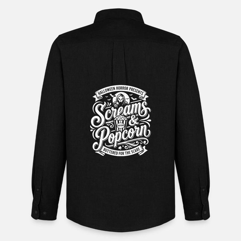 Urla e design inquietante con popcorn - Stanley/Stella Camicia Oxford uomo - nero