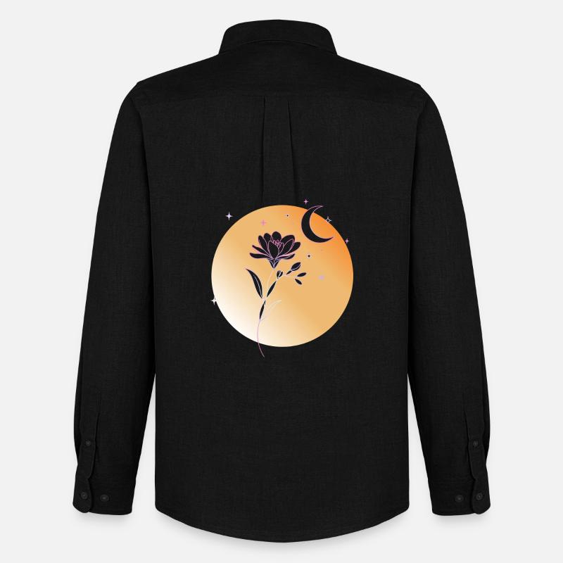 Freesie mit Mond Line Art Illustration  - Männer Oxford Hemd von Stanley/Stella - Schwarz