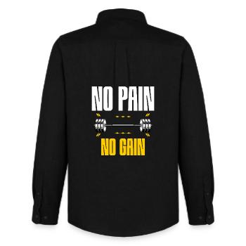 No Pain No Gain – Gym Motivation - Men's Oxford Shirt by Stanley/Stella - black - Back - AI Model Male 185 dark (185cm)