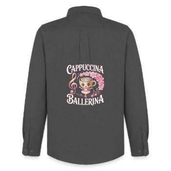 Cappuccina, ballerine du café, danseuse de ballet pour - Chemise Oxford homme Stanley/Stella - charbon - Dos - AI Model Male 185 dark (185cm)