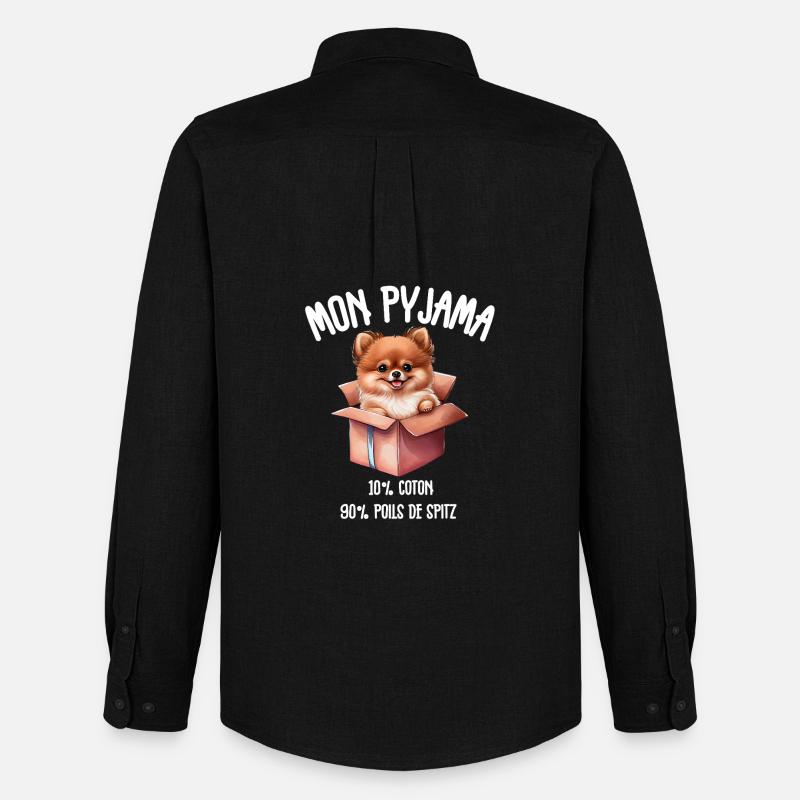 Lustige Pomeranian-Spitzhunde-Pyjamas - Männer Oxford Hemd von Stanley/Stella - Schwarz