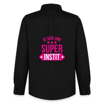 Je Suis Une Super Instit : La Pro du Primaire ! - Chemise Oxford homme Stanley/Stella - noir - Dos - AI Model Male 185 dark (185cm)
