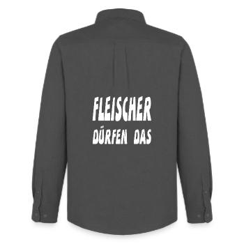 Fleischer - Männer Oxford Hemd von Stanley/Stella - Anthrazit - Hinten - AI Model Male 185 dark (185cm)
