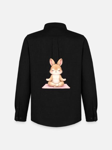 Meditating Bunny in Yoga Description - Men's Oxford Shirt by Stanley/Stella - black