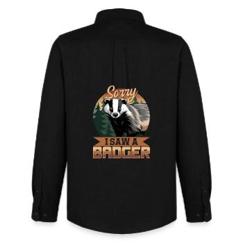 Funny Animal Badger - Men's Oxford Shirt by Stanley/Stella - black - Back - AI Model Male 185 dark (185cm)