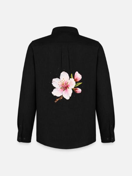 Almond Blossom Pink Spring Flower - Men's Oxford Shirt by Stanley/Stella - black