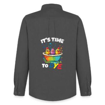 Funny Egg Dyeing Colors For Easter Artists - Men's Oxford Shirt by Stanley/Stella - anthracite - Back - AI Model Male 185 dark (185cm)
