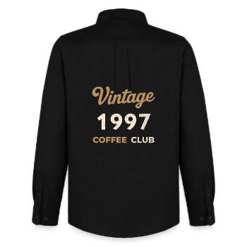 Vintage 1997 – Coffee Club Retro Birth Year - Men's Oxford Shirt by Stanley/Stella - black - Back - AI Model Male 185 dark (185cm)