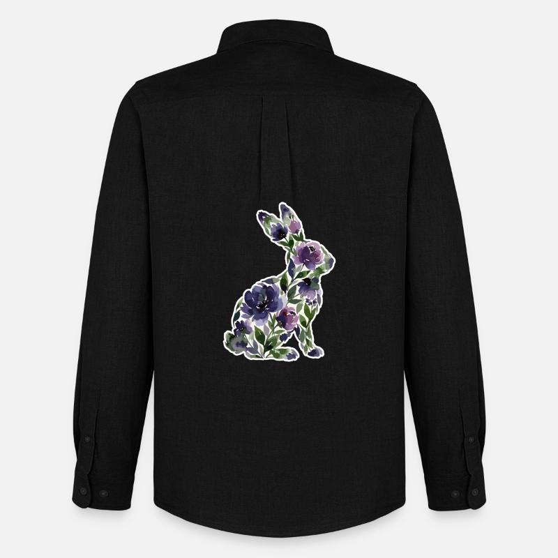 Hase Silhouette Blumen - Männer Oxford Hemd von Stanley/Stella - Schwarz