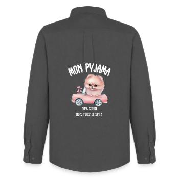 Pyjama Chien Spitz Poméranie Drôle - Chemise Oxford homme Stanley/Stella - charbon - Dos - AI Model Male 185 dark (185cm)