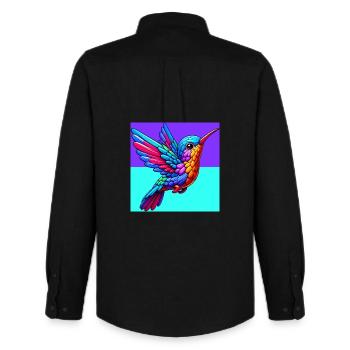 Kolibri - Männer Oxford Hemd von Stanley/Stella - Schwarz - Hinten - AI Model Male 185 dark (185cm)