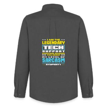 Legendary Tech Support Sarcasm IT Admin - Men's Oxford Shirt by Stanley/Stella - anthracite - Back - AI Model Male 185 dark (185cm)