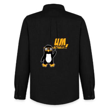 Pinguin Um Actually Lustig Nerd Klugscheißer Logo - Männer Oxford Hemd von Stanley/Stella - Schwarz - Hinten - AI Model Male 185 dark (185cm)