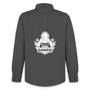 gamer_logo - Men's Oxford Shirt by Stanley/Stella - anthracite - Back - AI Model Male 185 dark (185cm)