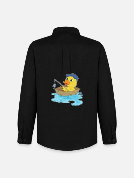 Duck Angler Fish Fishing - Men's Oxford Shirt by Stanley/Stella - black