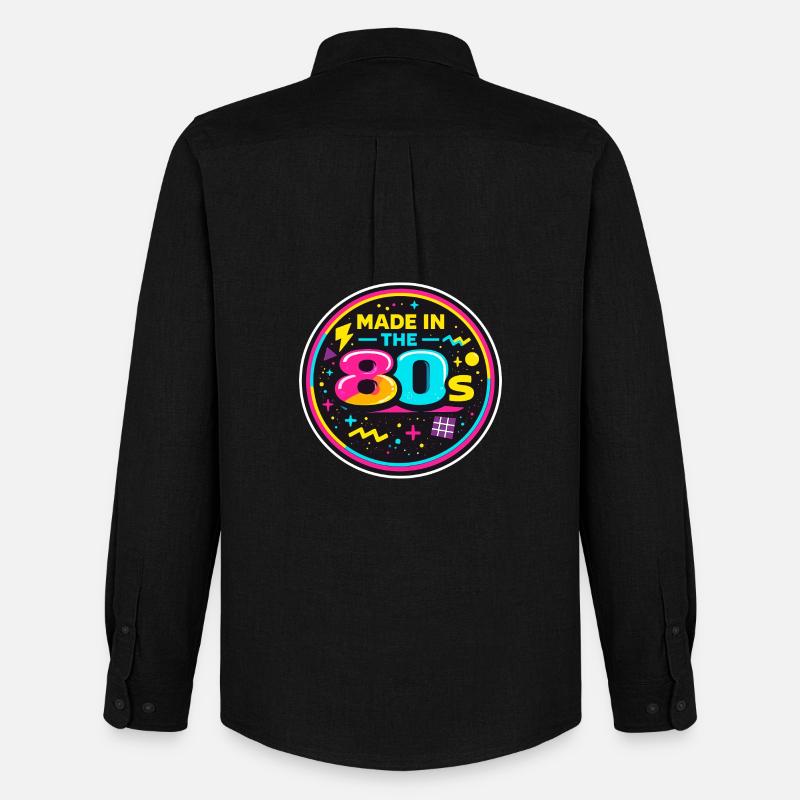 80er Neon Nostalgie Sticker - Männer Oxford Hemd von Stanley/Stella - Schwarz