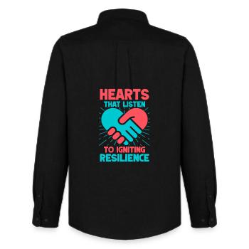 Volunteer Appreciation Hearts That Listen - Männer Oxford Hemd von Stanley/Stella - Schwarz - Hinten - AI Model Male 185 dark (185cm)