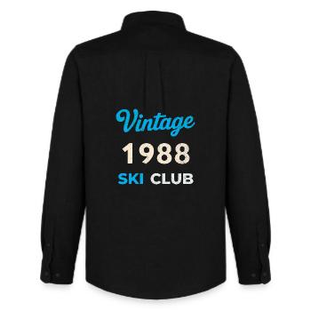 Vintage 1988 – Ski Club Retro Birth Year Gift - Men's Oxford Shirt by Stanley/Stella - black - Back - AI Model Male 185 dark (185cm)