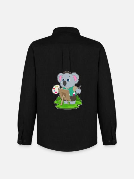 Koala Painter Brush Painting - Men's Oxford Shirt by Stanley/Stella - black