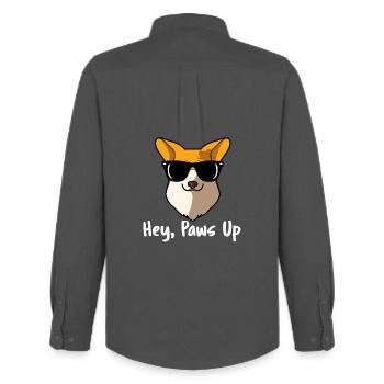 Hey Paws Up Pembroke walisischer Corgi-Hund Design - Männer Oxford Hemd von Stanley/Stella - Anthrazit - Hinten - AI Model Male 185 dark (185cm)