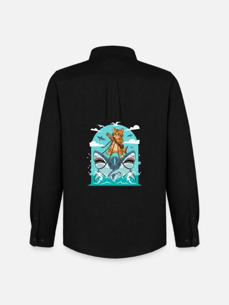Kittens on shark adventures - Men's Oxford Shirt by Stanley/Stella - black