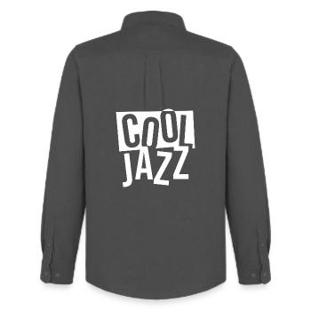 Bold Jazz Typografie-Stapel - Männer Oxford Hemd von Stanley/Stella - Anthrazit - Hinten - AI Model Male 185 dark (185cm)