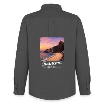 Ipanema, Brazil - Men's Oxford Shirt by Stanley/Stella - anthracite - Back - AI Model Male 185 dark (185cm)